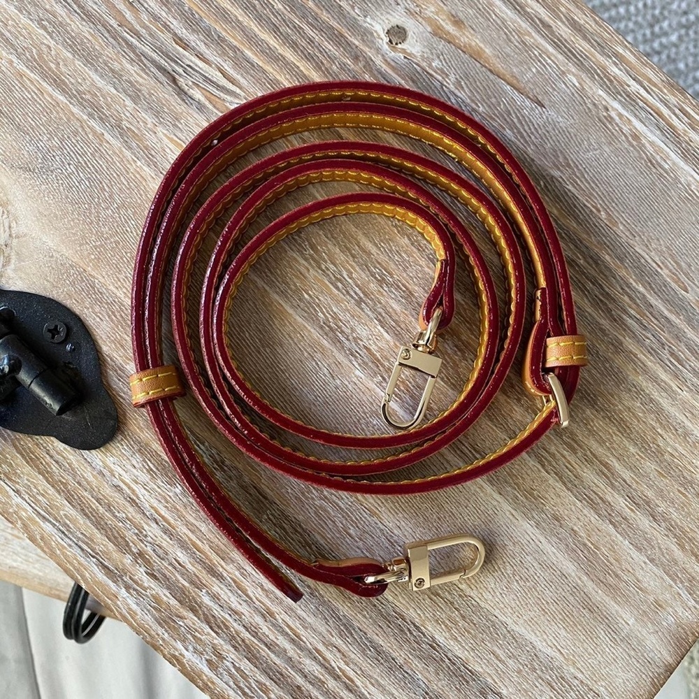 Vachetta Handbag Strap Replacement Leather Purse Strap with Red Trim - Picture 6 of 9
